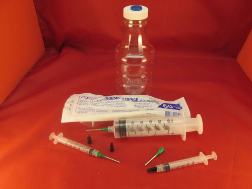 3 syringe with 18ga blunt needle &amp; caps 1  500-cc - 18 oz draw bottle for sale