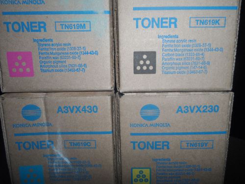 Konica TN619 Color Toner Set KYMC New in Box! A3VX130 A3VX230 A3VX330 A3VX430