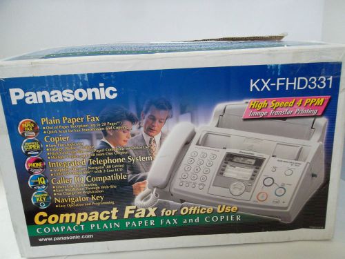 Panasonic plain paper fax and copier 50-sheet fax broadcast adf 4 ppm kx-fhd331 for sale