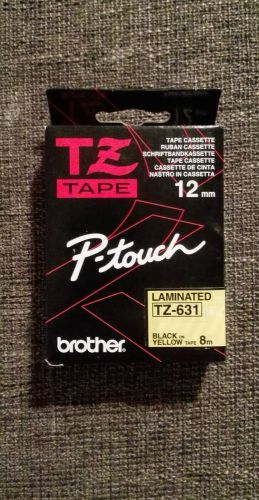 Brother tz-631 colour 12mm black on yellow laminated tape p touch tape label for sale
