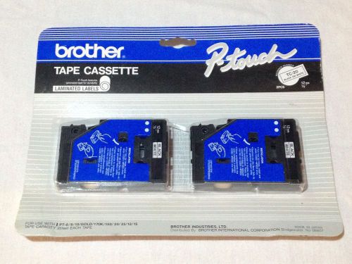 new BROTHER P-TOUCH TC-20 BLACK ON WHITE laminated labels TAPE CASSETTE 2 PACK