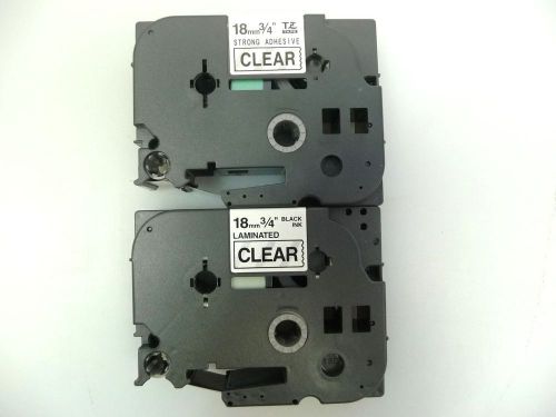 2 Brother P-touch Tape TZ-S141 &amp; 141 Black Ink On Clear tape 18mm 3/4&#034;