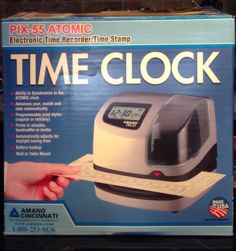 Amano PIX-55 ATOMIC Electronic Employee Time Clock Recorder Time Stamp NIB