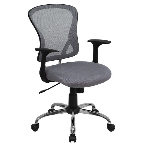 Office Chair Desk Computer Mesh Executive Chrome Mid Back Swivel Gray Roll New