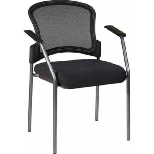 Office Star ProGrid Contour Guest Chair with Arms, Titanium