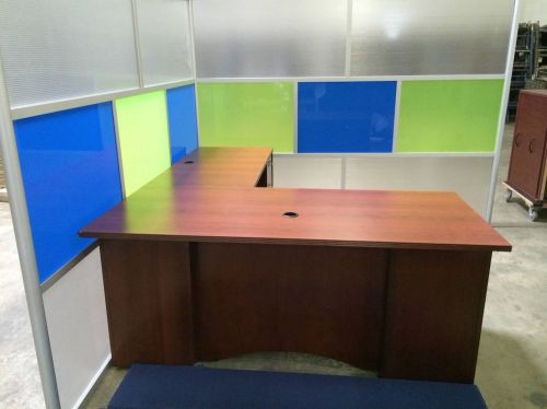 L-Shaped Mahogany Laminate Wooden Desks