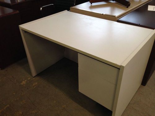 Single pedestal desk by lacasse office furniture in gray color laminate 48&#034;l for sale
