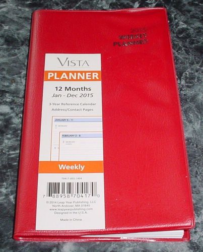 Red 2015 Pocket Weekly Daily Planner Appointment Book Student Planner Vista
