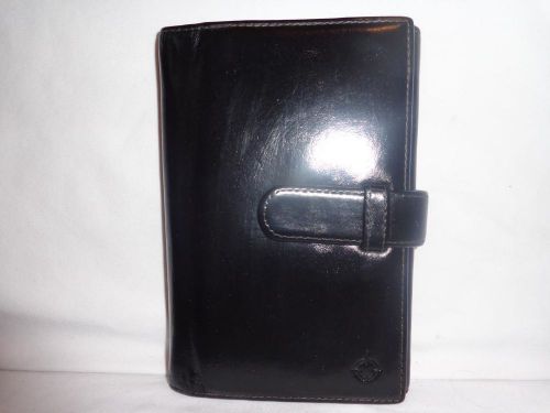 FRANKLIN COVEY SHINY BLACK NAPPA LEATHER DEVICE TRIFOLD WALLET ORGANIZER PLANNER