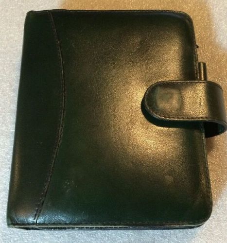 Vintage Full Grain Aniline Leather Franklin Quest Compact Planner Green 1&#034; Rings