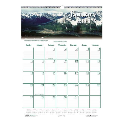 House Of Doolittle Scenic Beauty Monthly Wall Calendar, Lightly Ruled, 12 x 16
