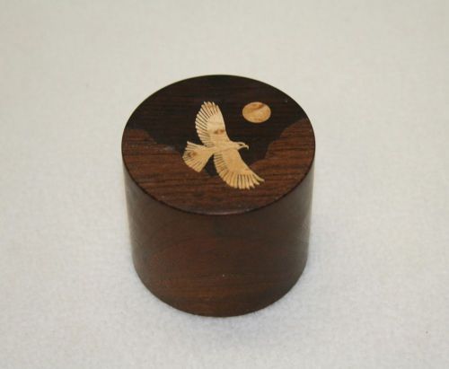 Hand Made Bird Inlay 2 Piece Wood Stamp Dispenser