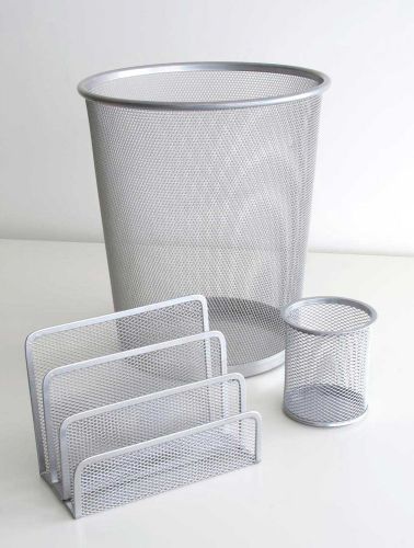 Office mesh organizers supply set - silver for sale