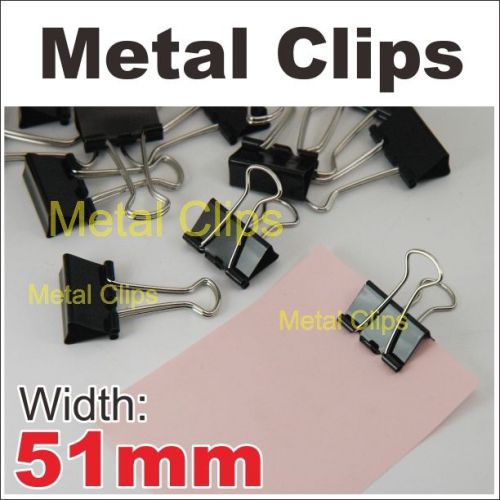Metal clips 12 pcs 51mm 2&#034; width office stationery binder holder folder paper for sale