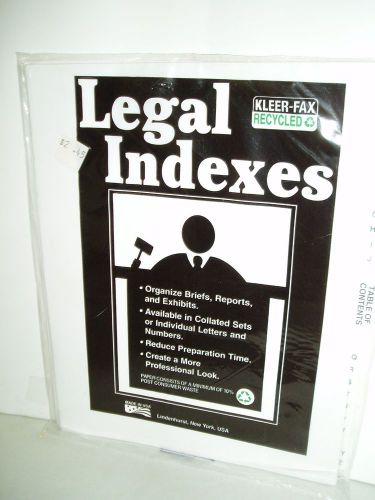 Kleer-Fax Legal Indexes A-Z with Table of Contents tab