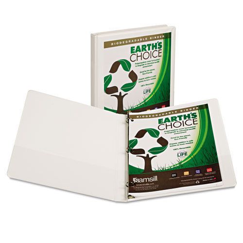Earth&#039;s Choice Biodegradable Round Ring View Binder, 1/2&#034; Capacity, White