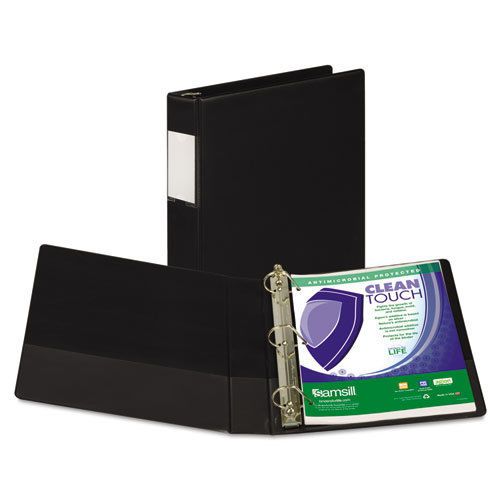 Clean Touch Antimicrobial Locking D-Ring Binder, 11 x 8-1/2, 1-1/2&#034; Cap, Black