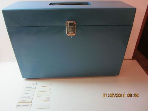Vintage Office File Storage Lock Box With Key, Dividers &amp; Expandable-Large