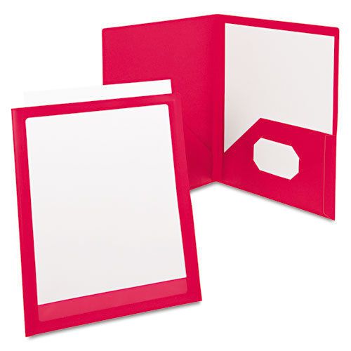 ViewFolio Polypropylene Portfolio, 50-Sheet Capacity, Red/Clear