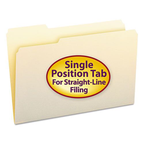 File Folders, 1/3 Cut First Position, One-Ply Top Tab, Legal, Manila, 100/Box