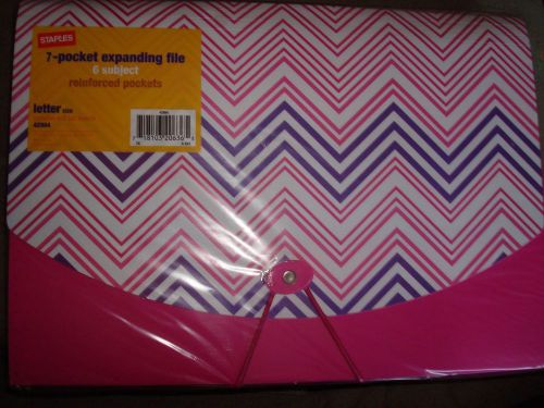Staples expanding file 7 pockets 6 subject pink for sale