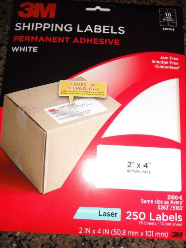 NEW 3M shipping labels permanent adhesive &#034;cover up&#034; 2 x 4 in; 250 laser