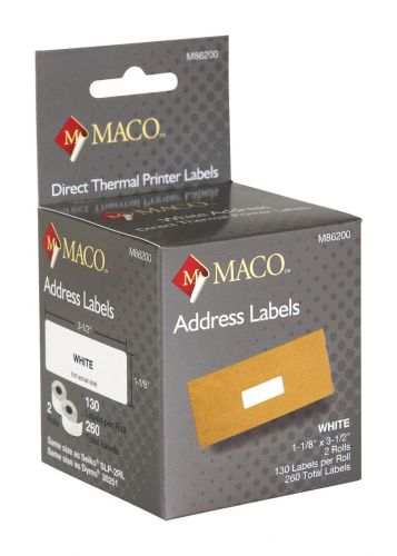 Dymo 30251 Compatible Labels by Maco 1 1/8&#034; x 3.5&#034;   260 Labels (2 rolls)