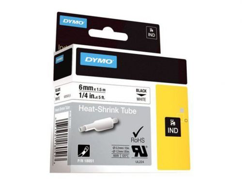 Dymo rhinopro heat shrink tubing - heat shrink polyolefin sleeves - black  18051 for sale