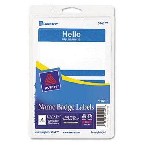 Avery Print/Write Self-Adhesive Name Badges, Blue, 100 per Pack (AVE5141)