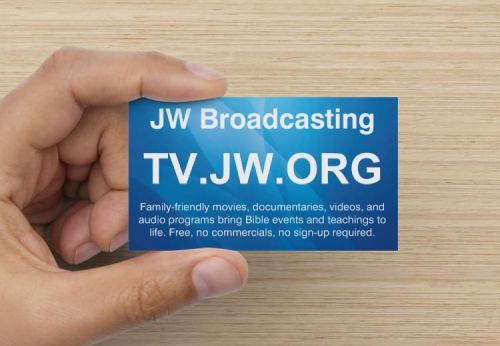(100) TV.JW.org Business Card Ministry Jehovah&#039;s Witnesses JW Broadcasting