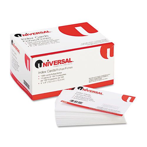 Universal Unruled Index Cards, 4 x 6, White, 100/Pack, PK - UNV47220