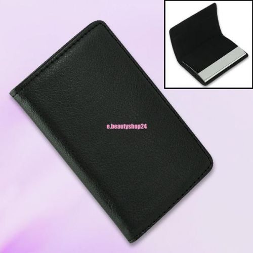 Pocket magnetic pu leather business credit name id card wallet holder case black for sale