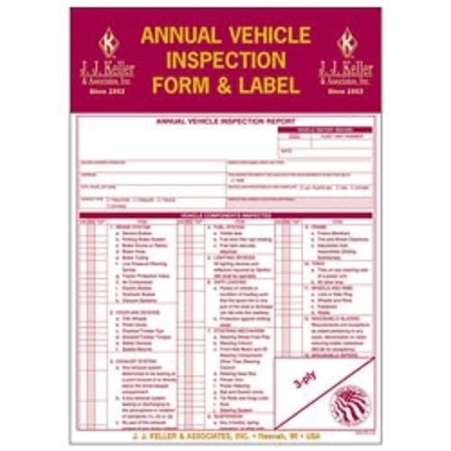 J.j. keller - annual vehicle inspection report and label, pack of 1 for sale