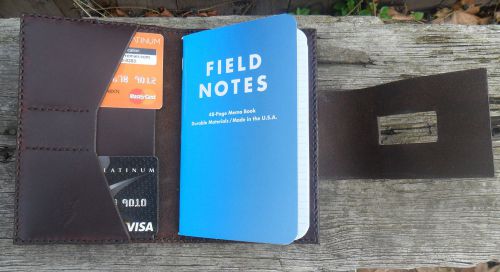 Handmade Leather Case Cover Field Notes Card Holder Chromexcel Burgundy pen slot