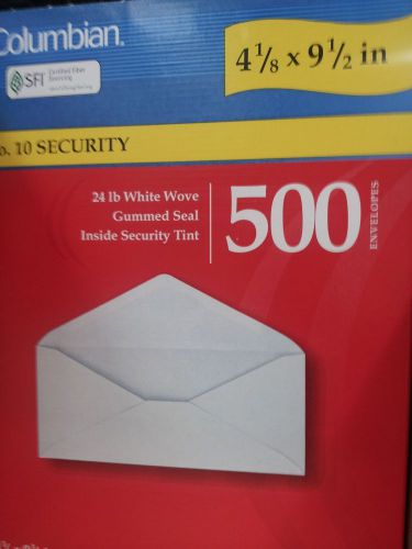 WHITE OFFICE ENVELOPE 4 1/8&#034; x 9 1/2&#034; #10 SECURITY ( 500 PER BOX ) USA MADE/SFI