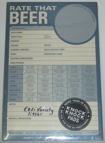 KNOCK KNOCK RATE THAT BEER 60 SHEET 6&#034; X 9&#034; NOTEPAD -NEW/SEALED