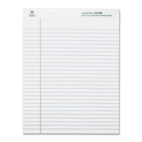 Business Source Legal Ruled Pad - 16 lb -8.5&#034;x11.75&#034;- 12/PK -White - BSN63108