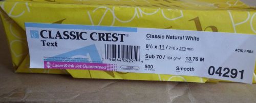 2 REAMS of Neenah CLASSIC CREST 70# Smooth Text Natural White 04291-NEW
