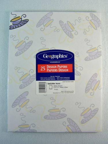 New!~geographics~design paper~geocoffee house~cups/mugs~25 sheets~8.5x11&#034;~24 lb for sale