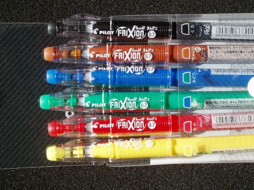 6 colors pilot frixion ball point 0.7mm(black brown green blue red yellow) for sale