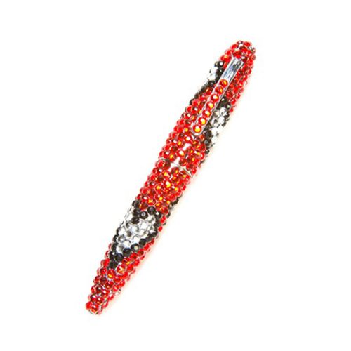Red crystal rhinestone ink pen w/ black &amp; clear hearts for sale