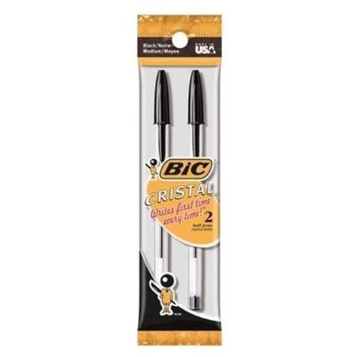 Bic cristal stick ballpoint pen - medium pen point type - point pen (msp21bk) for sale