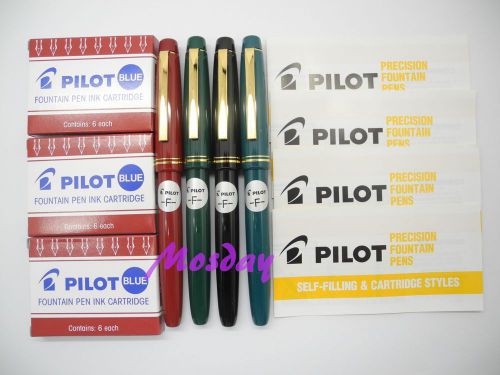 4 Colors Set Pilot 78G Fountain Pen Fine Nib + 18 BLUE IC-50 Cartridges
