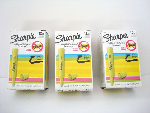 36 Sharpie Yellow Highlighters No Smear Flurorescent Yellow