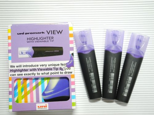 NEW 3 PCS UNI-BALL USP-200 PROMARK highlighter with viewable tip Violet