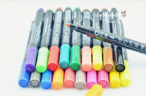 Set of 20 Assorted colors Fabric Fine point Markers Brush for T-shirt Shoes
