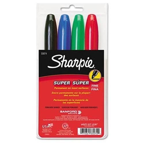 Sharpie Super Permanent Marker - Bold Marker Point Type - Black, Red, (33074)
