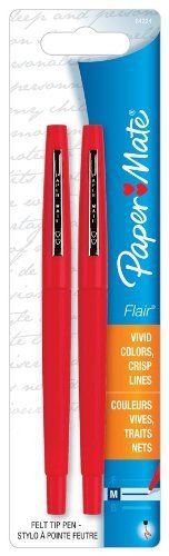 Paper Mate Flair Point Guard Pen - Red Ink - Red Barrel - 2 / Pack (PAP84224)