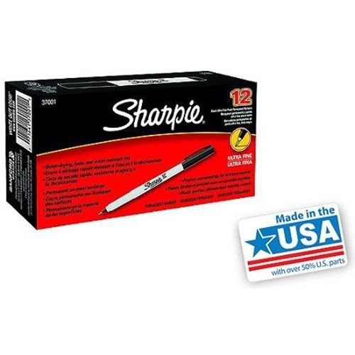 New Sharpie 37001 Ultra Fine Point Permanent Markers, Black (Box of 12)