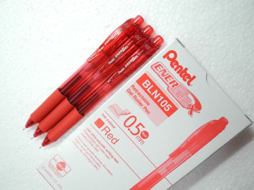 12pcs Pentel Ener Gel 0.5mm roller ball pen RED INK